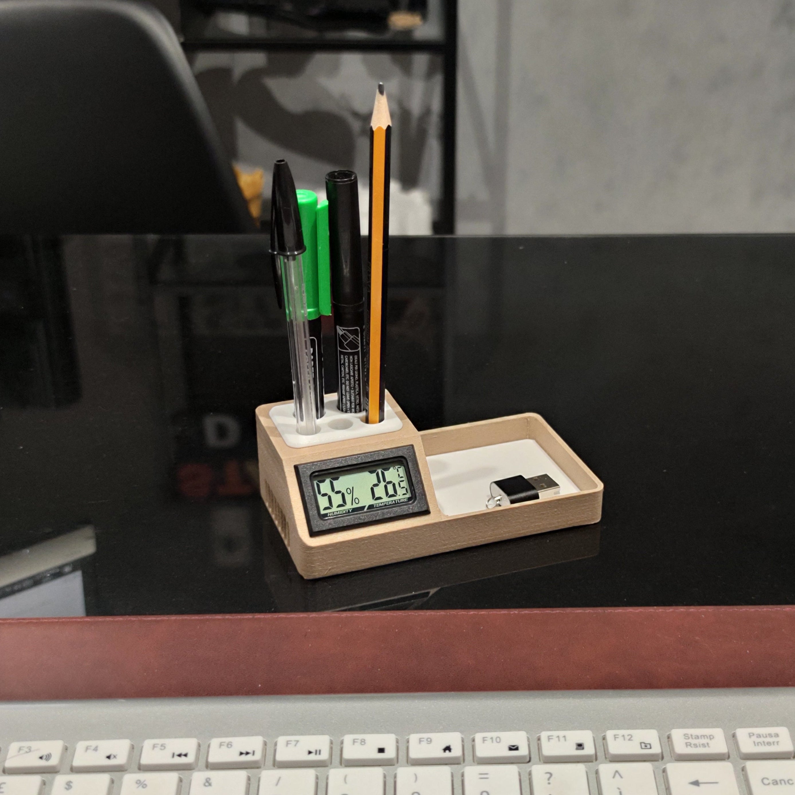 PORTAPENNE CON TERMOMETRO E IGROMETRO