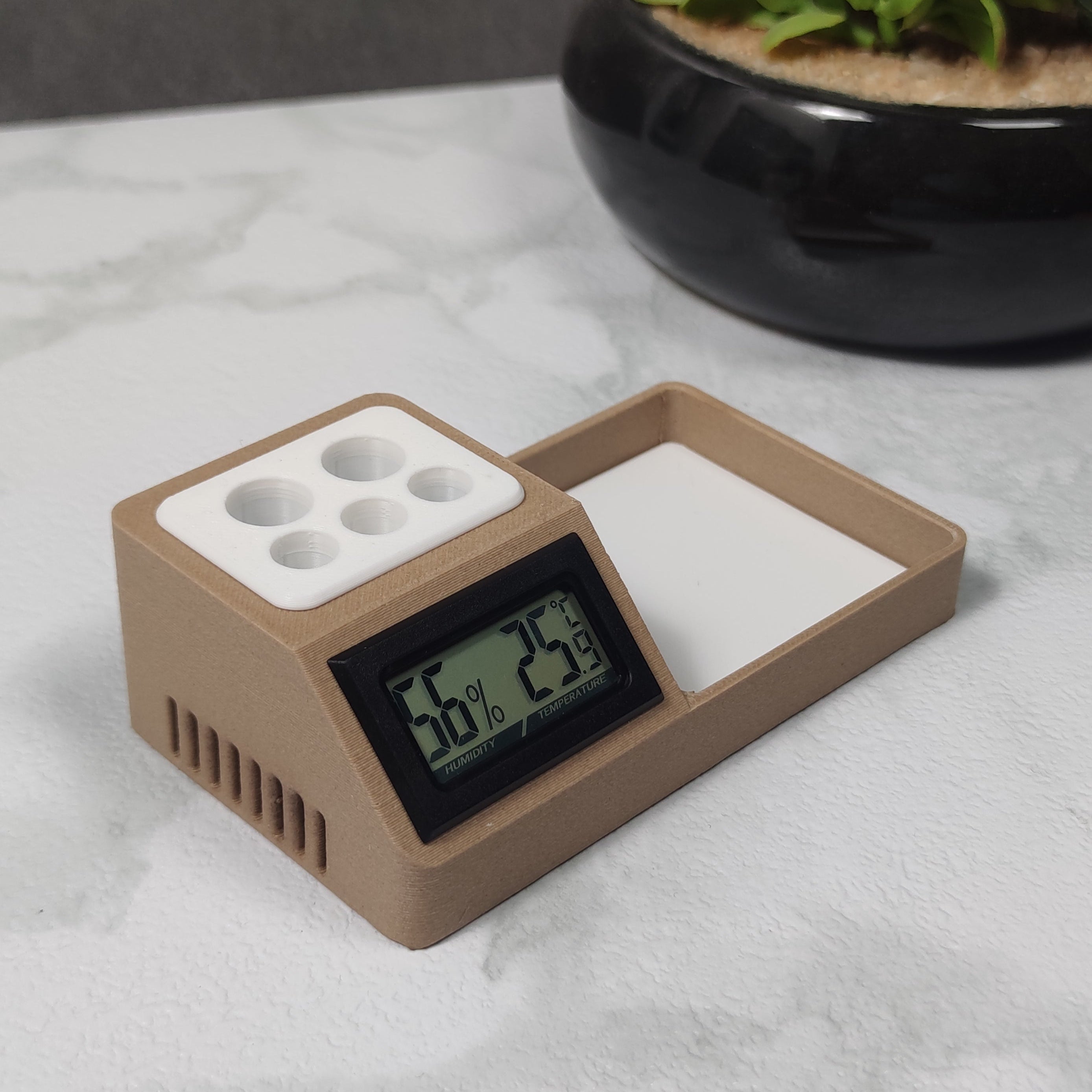 PORTAPENNE CON TERMOMETRO E IGROMETRO